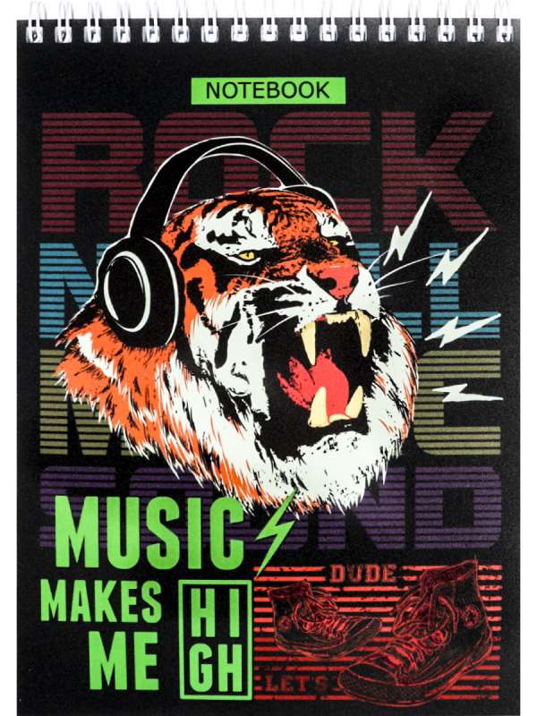 Notepad A5 80 sheets. MUSICAL TIGER
