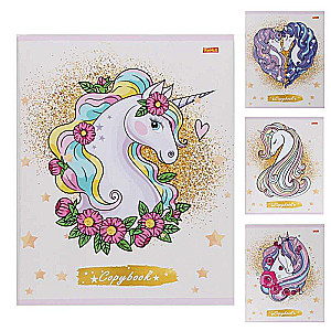 Notebook GRID 96 sheets. UNICORN IN GLITTER
