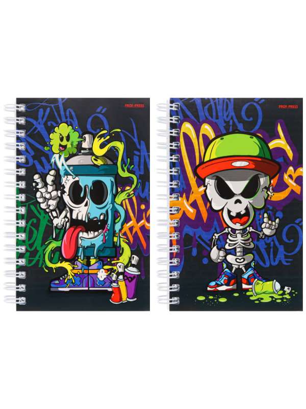 A6 Notebook, 120 sheets. SKELETONS AND GRAFFITI