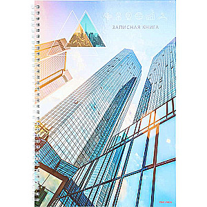 Notebook on a comb A4 80 sheets. SKYS CRAPERS OF GLASS
