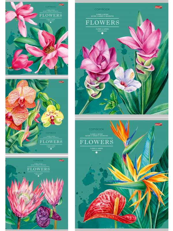 Notebook LINE 48 sheets. EXOTIC FLOWERS