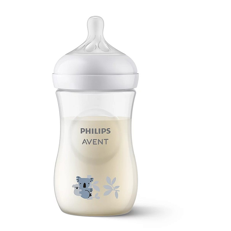 Philips Avent Natural Response Feeding Bottle Koala 260 ml, Slow Flow Nipple, 1m+