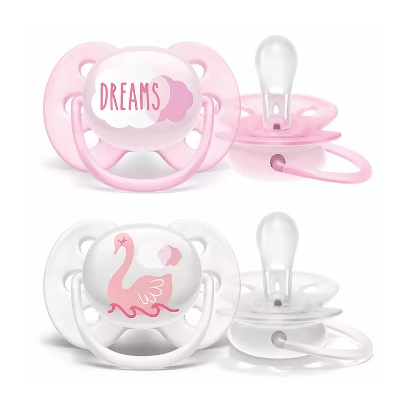 Philips Avent pacifier Ultra soft DECO, 0-6M 2 pcs, for girls