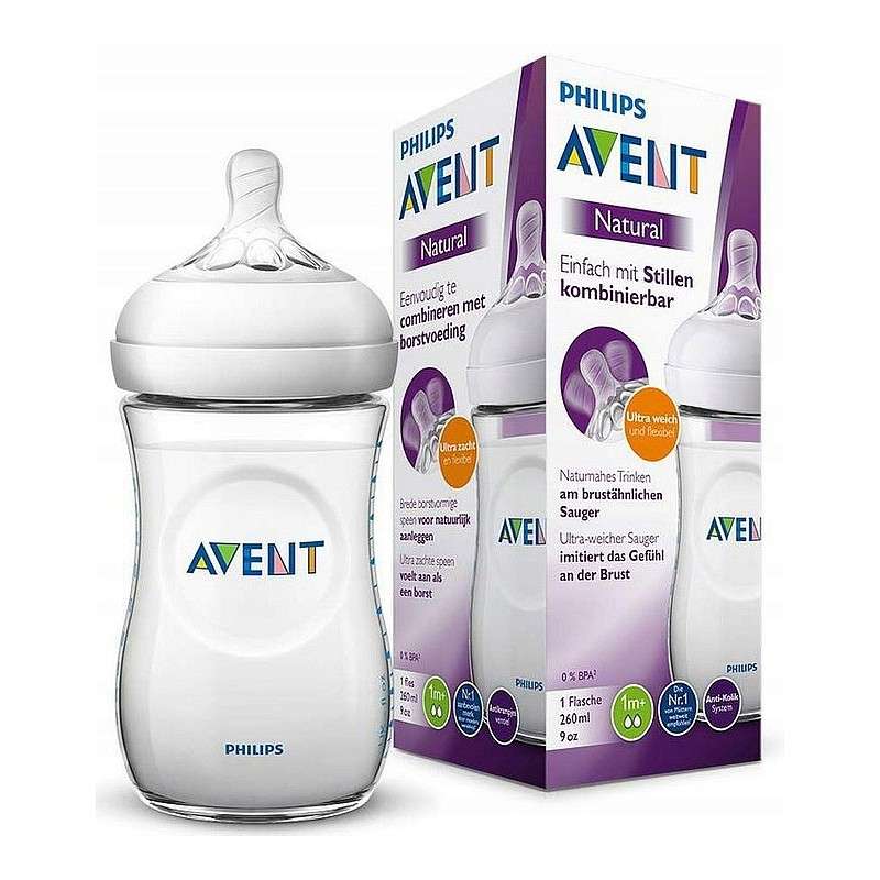 Philips Avent Natural bottle 260 ml, slow flow nipple, 1m+