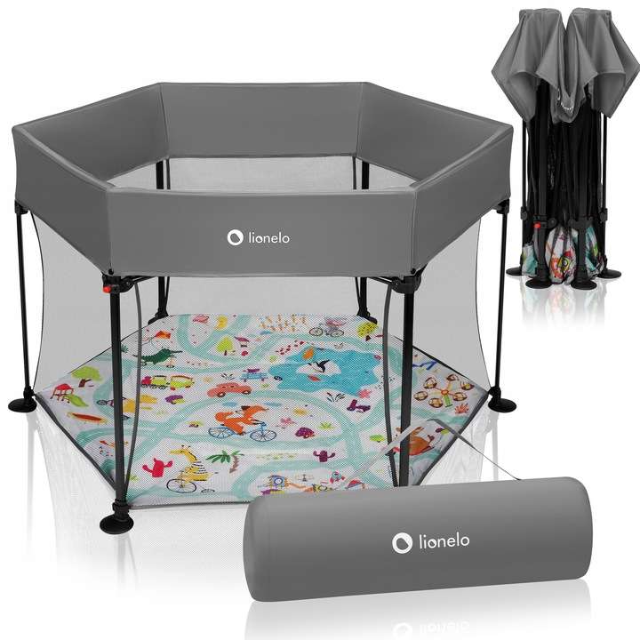 Lionelo Roel Grey Multicolor children's playpen