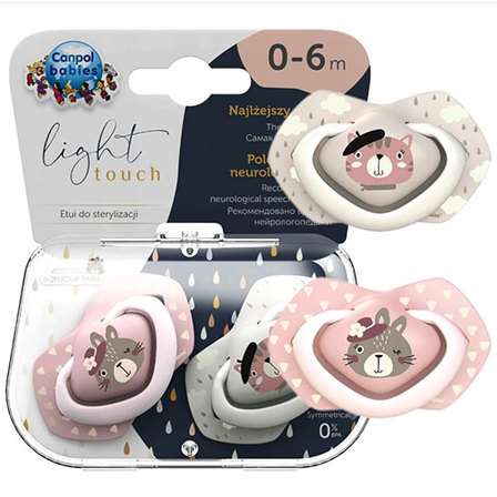 CANPOL BABIES Silicone Latex Pacifier, Symmetrical BONJOUR PARIS, 18m+, 2pcs.