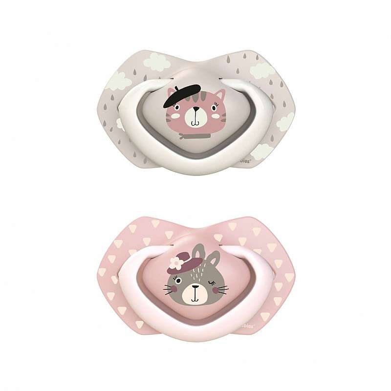 CANPOL BABIES Silicone Latex Pacifier, Symmetrical BONJOUR PARIS, 0-6m, 2pcs.