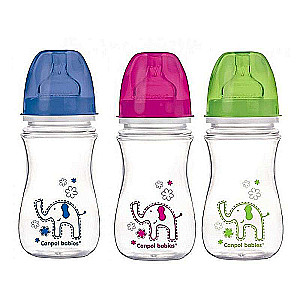 CANPOL BABIES Colourful Animals anti-colic bottle with wide neck EasyStart, 240ml 3-6m+ 35/206