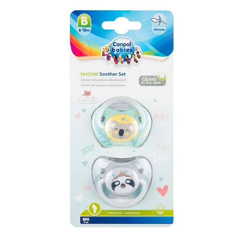 CANPOL BABIES orthodontic set of silicone pacifiers ExoticAnimals 6-18m