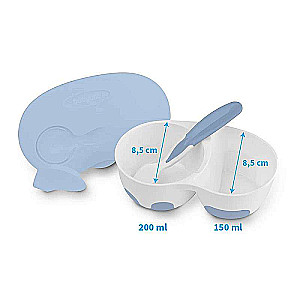 BABYONO plate with spoon 6m+, blue