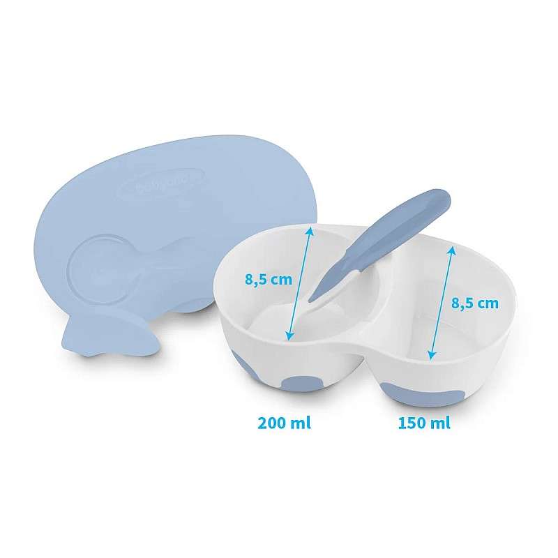 BABYONO plate with spoon 6m+, blue