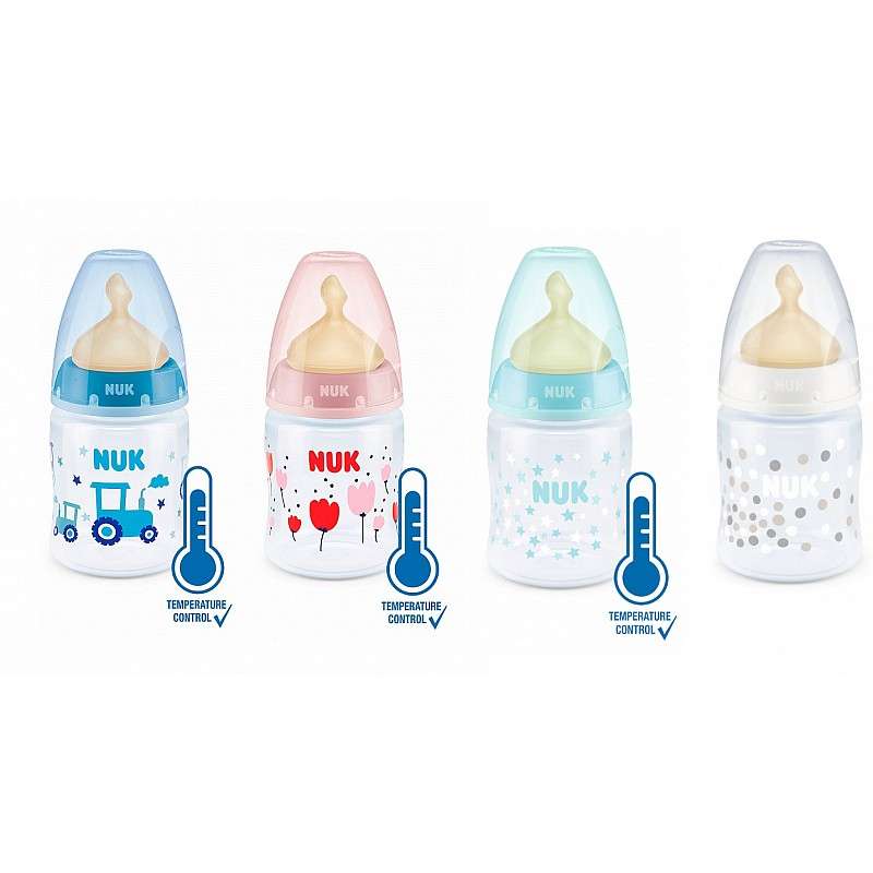 NUK First Choice PP bottle with temperature indicator 150ml with latex nipple 0-6m