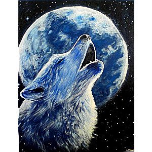 Diamond Mosaic 30x40 cm Wolf Howling at the Moon, 26 colors, kit 4