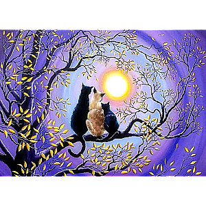Paint by Numbers 30x40 cm Three Cats Under the Moon