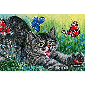 Painting by numbers 30x40 cm Kitten with butterflies