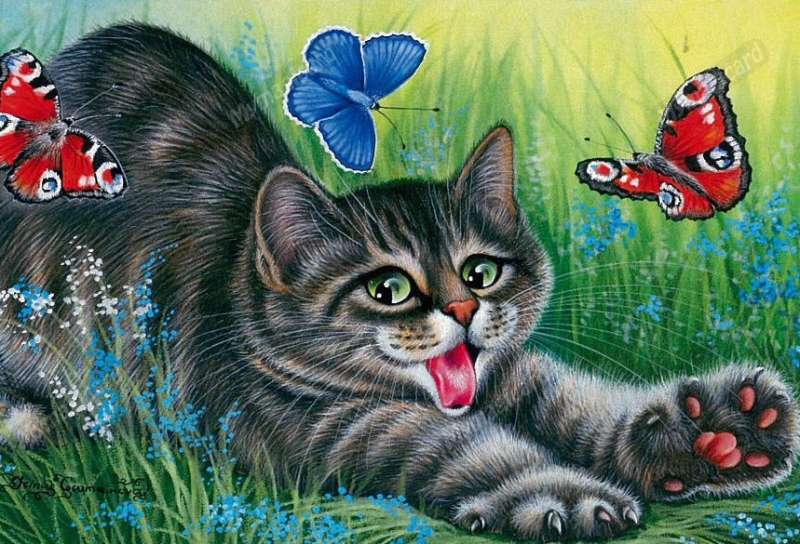 Painting by numbers 30x40 cm Kitten with butterflies