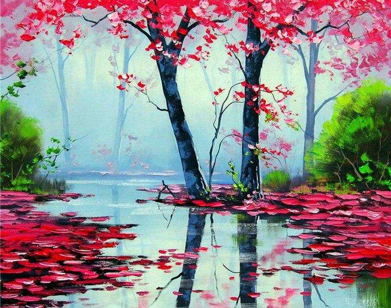 Numbered Paintings 30x40 cm Sakura by the River