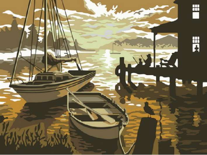 Numbered Paintings 30x40 cm Boats at the Pier