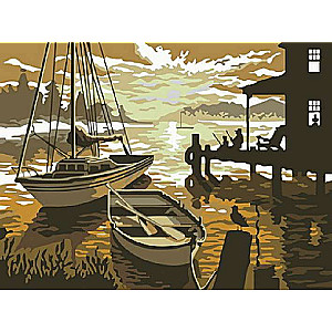 Numbered Paintings 30x40 cm Boats at the Pier