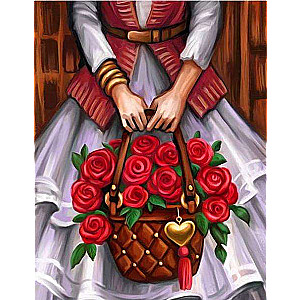 Numbered Painting 30x40 cm Girl with a Basket of Roses