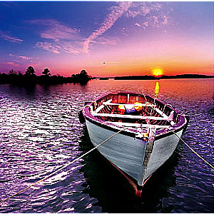 Paint by Numbers 30x40 cm Fishing Boat at Sunset