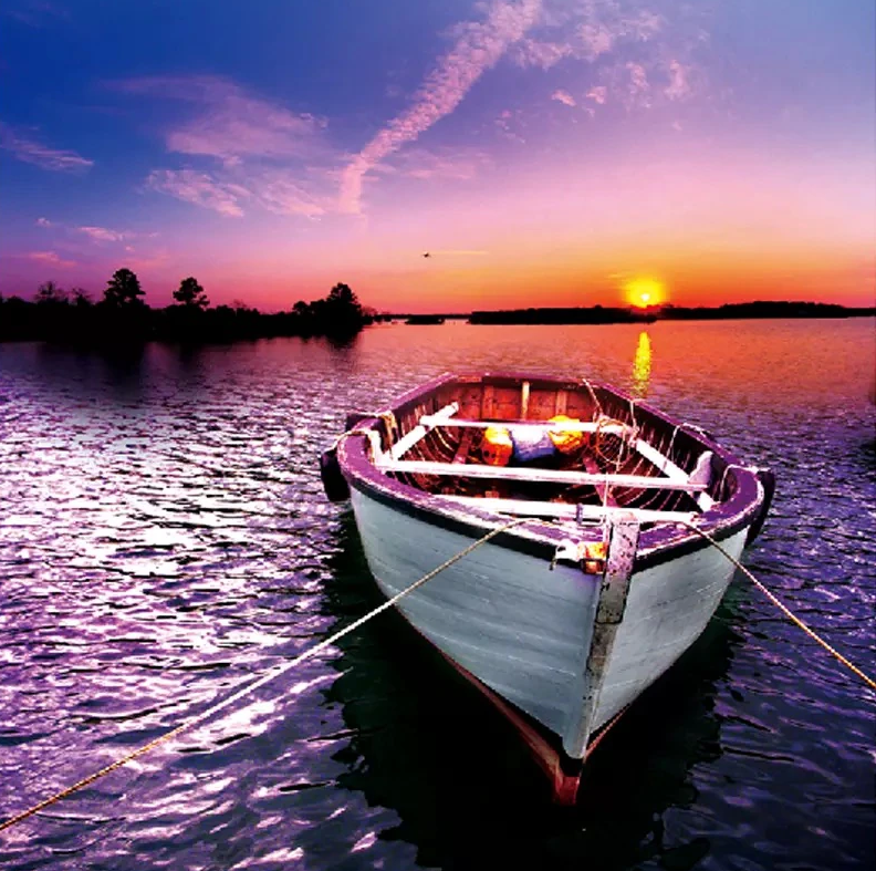 Paint by Numbers 30x40 cm Fishing Boat at Sunset