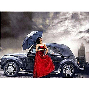 Numbered Painting 30x40 cm Retro Style - Girl with Umbrella