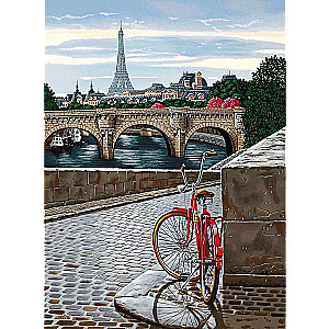 Paint by Numbers 30x40 cm Red Bicycle in Paris