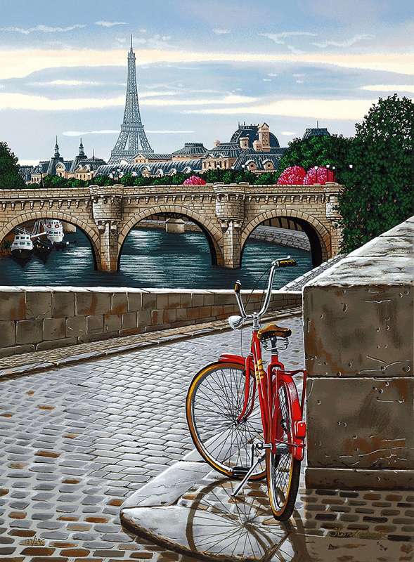 Paint by Numbers 30x40 cm Red Bicycle in Paris