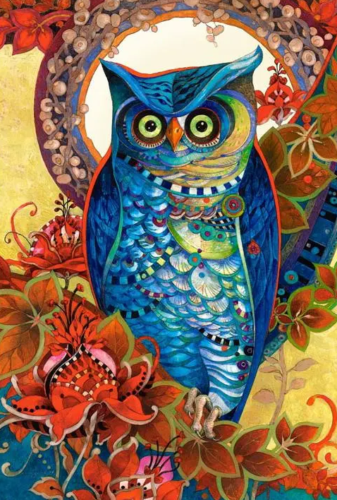 Paint by Numbers 30x40 cm Owl in Flowers