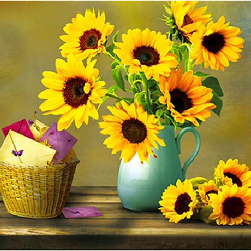 Diamond mosaic 30x30 cm Sunflowers in a pitcher, 24 colors, level 3