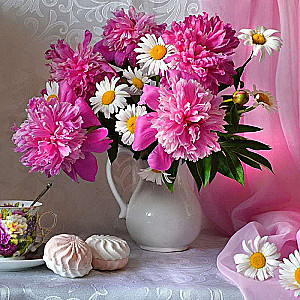 Diamond Mosaic 30x30 cm Still Life with Marshmallows Golden Frame, 24 colors, urv. 3