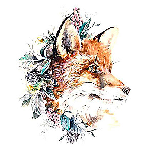 Diamond mosaic 30x30 cm Fox in flowers, 24 colors, level 3