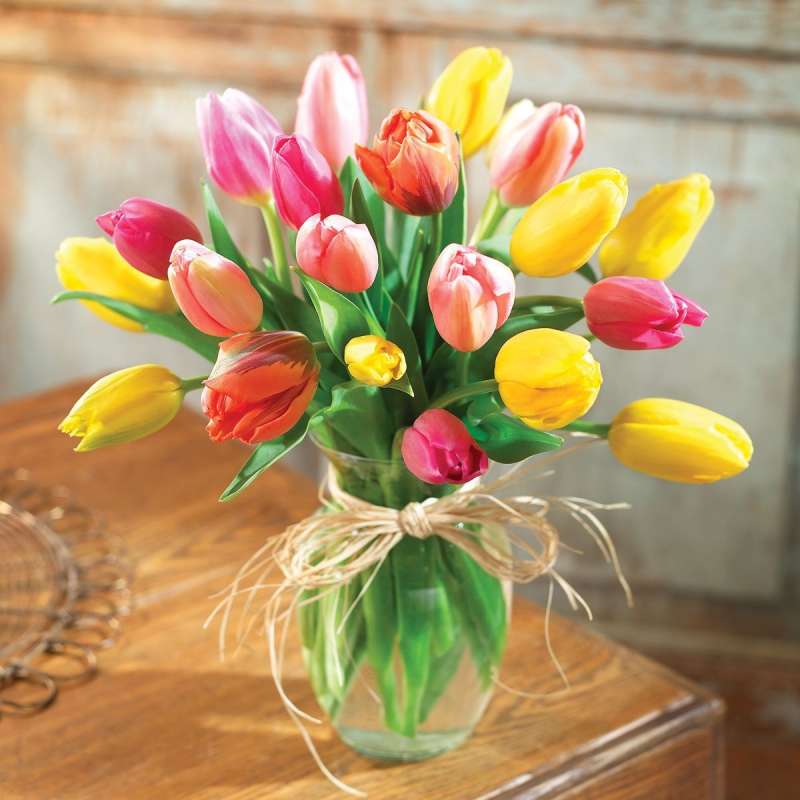 Diamond Mosaic 30x30 cm Tulips in a Vase, 25 colors, level 3