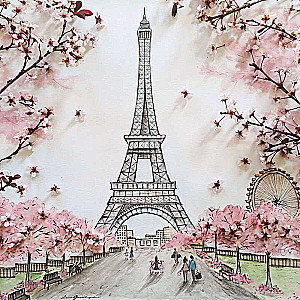 Diamond mosaic 30x30 cm Spring in Paris, 16 colors, item 3