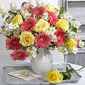 Diamond Mosaic 30x30 cm Tray with Bouquet, 22 colors, level 3