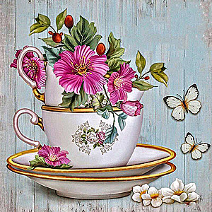 Diamond mosaic 30x30 cm Flowers in a mug, 24 colors, urv. 3