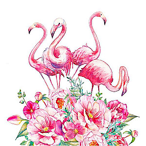 Diamond Mosaic 30x30 cm Pink Flamingos in Flowers, 19 colors, item 3