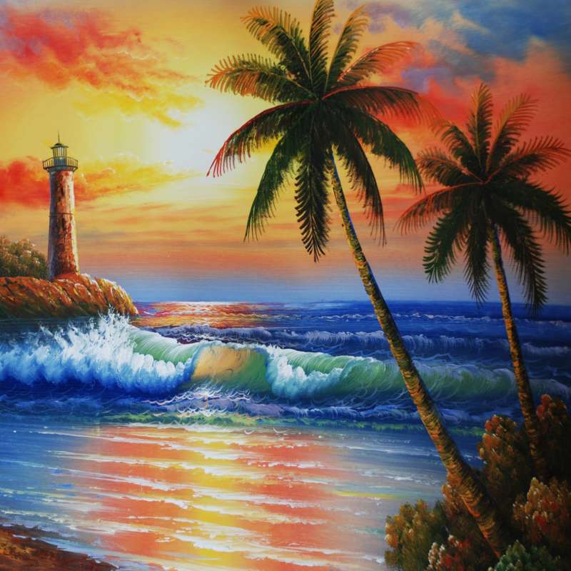 Diamond Mosaic 30x30 cm Pendulum at Sunset, 24 colors, level 3