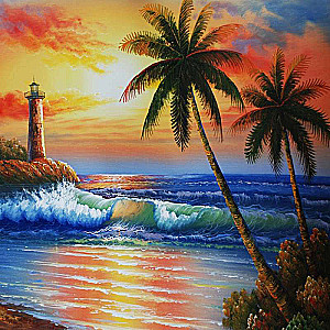 Diamond Mosaic 30x30 cm Pendulum at Sunset, 24 colors, level 3