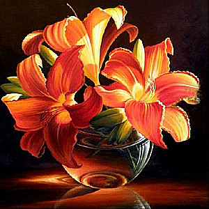 Diamond mosaic 30x30 cm Lilies, 20 colors, level 3