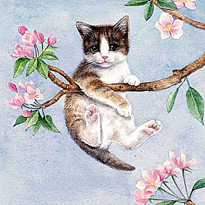 Diamond Mosaic 30x30 cm Kitten on a Branch, 24 colors, level 3