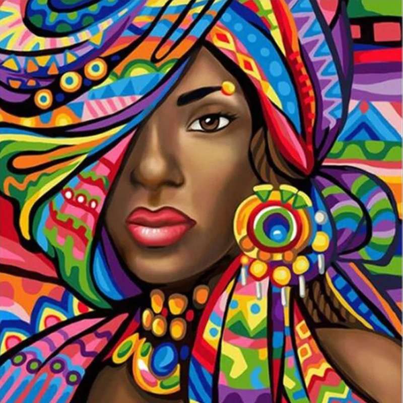 Diamond mosaic 30x30 cm Girl in a carnival costume, 22 colors, age 3+