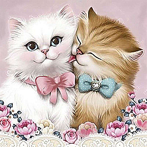 Diamond Mosaic 30x30 cm Kittens with Bows, 23 colors, difficulty 3