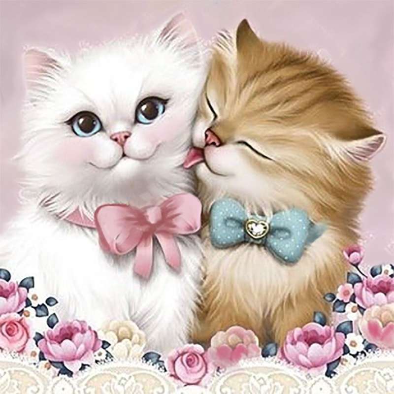 Diamond Mosaic 30x30 cm Kittens with Bows, 23 colors, difficulty 3