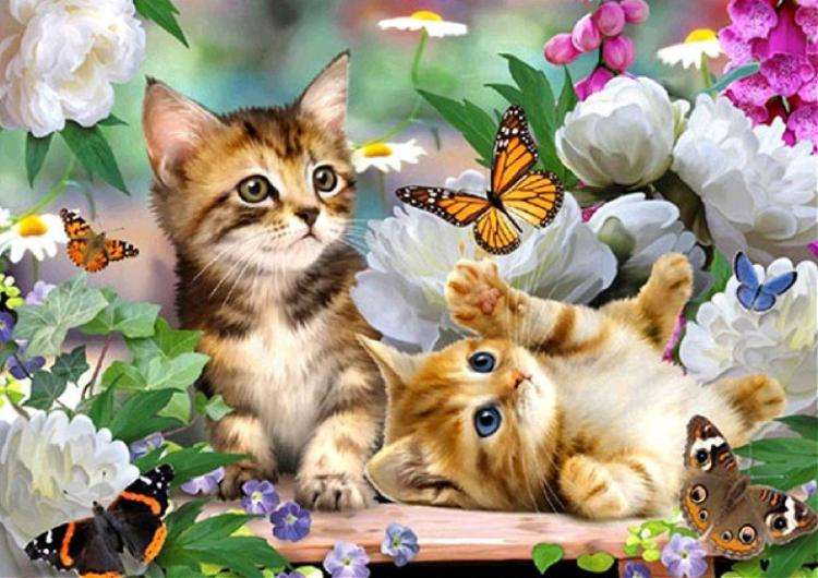 Diamond mosaic 30x40 cm Kittens with butterflies, 26 colors, set 4