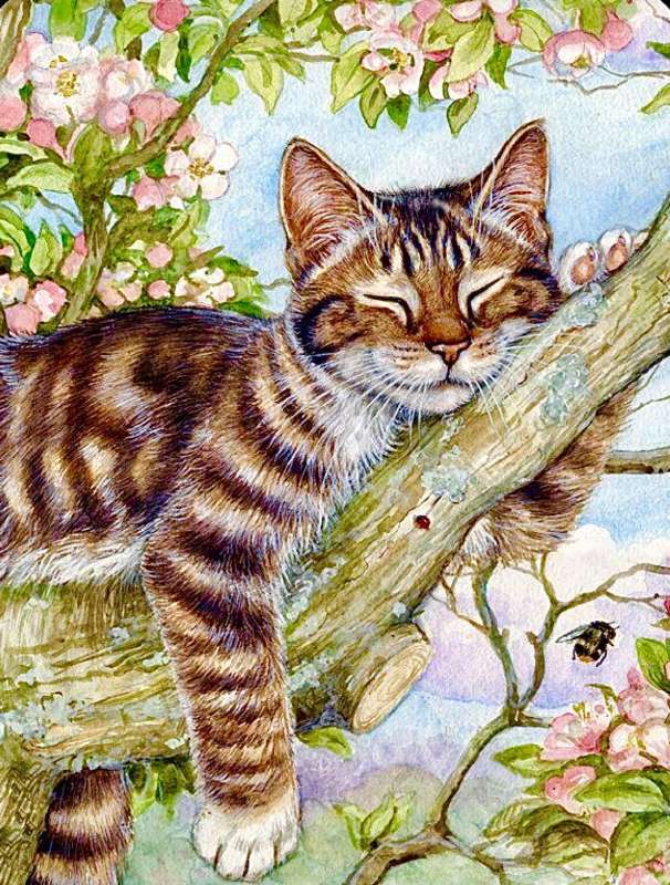Diamond Mosaic 30x40 cm Kitten on a Tree, 26 colors, level 4