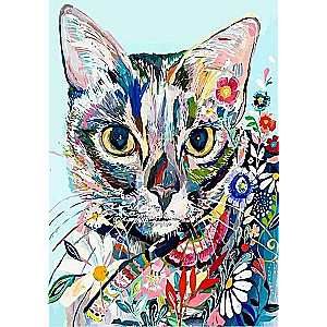Diamond painting 30x40 cm Cat with flowers ART, 26 colors, version 4