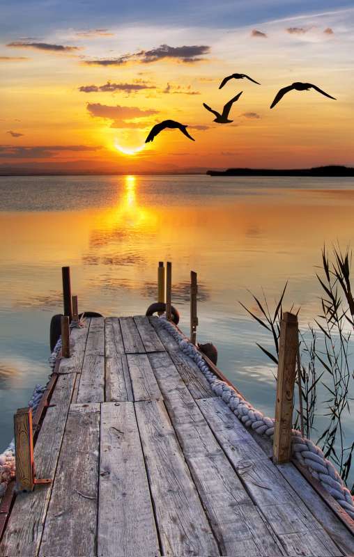 Diamond painting 30x40 cm Sunset on the lake, 26 colors, level 4