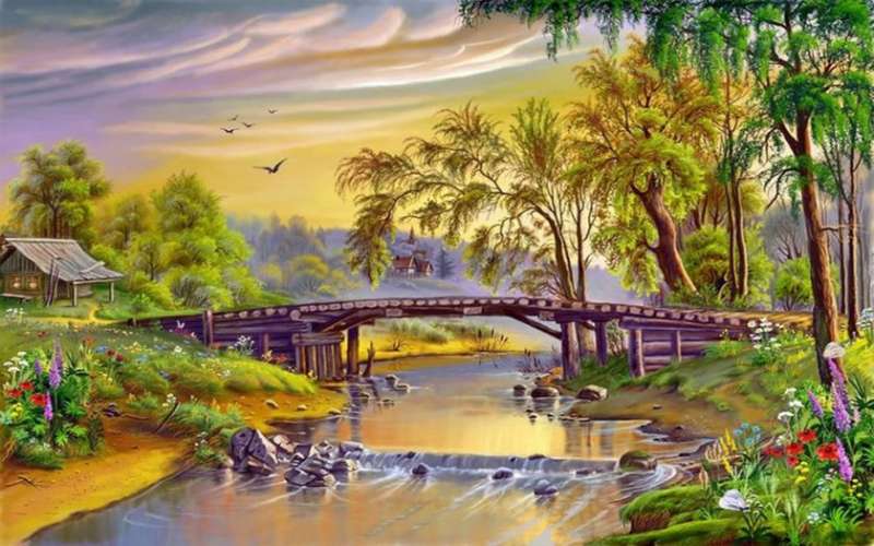 Diamond mosaic 30x40 cm Bridge in Malorita, 26 colors, level 4